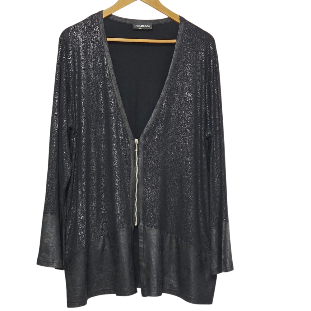 Doris Streich Black Shimmer Long Sleeve Cardigan EU 44